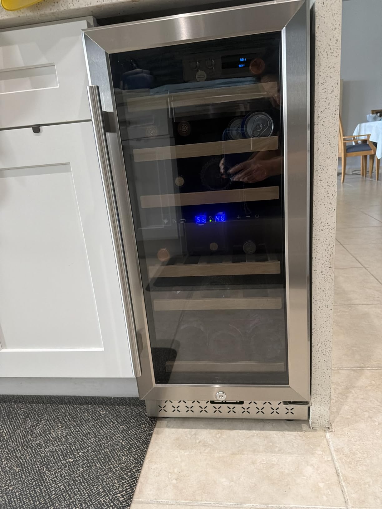 Tylza 24 Inch Wine Fridge, 54 Bottles Wine Refrigerator, Under Counter or Freestanding, 40-65°F, Lock, Double Layer Tempered Glass Door, Wine Cooler Refrigerator with Adjustable Wooden Shelves customer photo 1