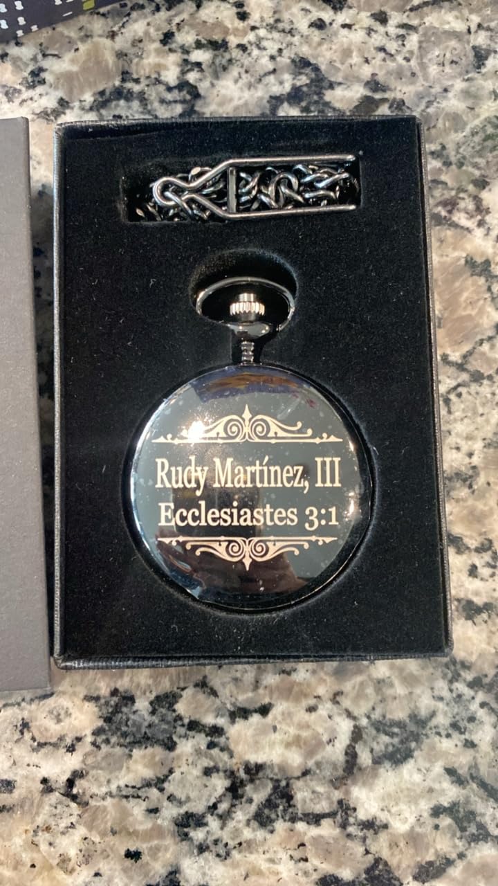 Eternity Engraving Personalized Vintage Pocket Watch for Men, Wedding Gift | Personalized engraving; vintage pocket watch with stainless chain and gift box for weddings, anniversaries and gifts for him customer photo 1