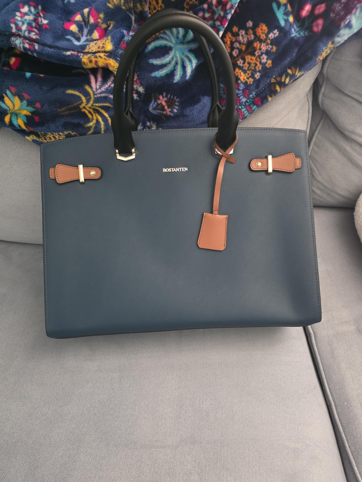 BOSTANTEN Genuine Leather Briefcase for Women 15.6'' Laptop Work Tote Bag | Laptop Compartment, Spacious Interior, Structured, Professional Style, Detachable Shoulder Strap, Office, Business, Commute customer photo 1