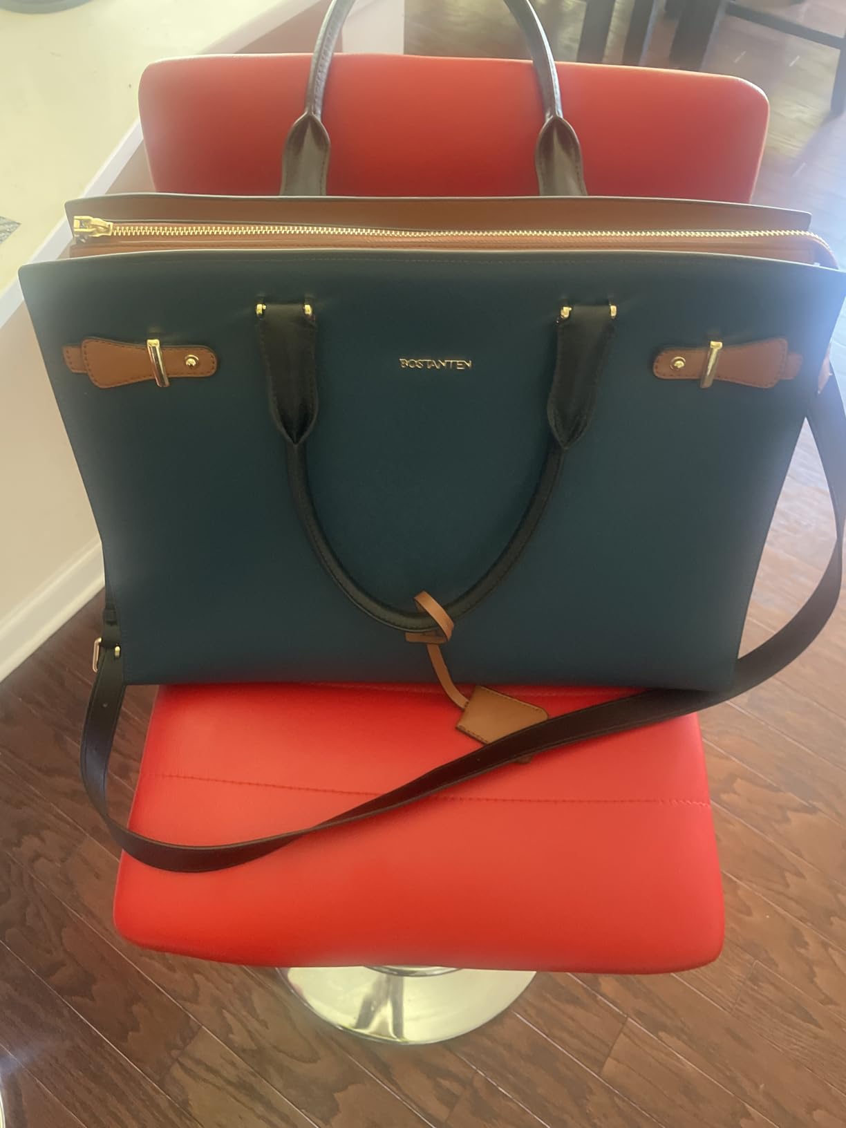 BOSTANTEN Genuine Leather Briefcase for Women 15.6'' Laptop Work Tote Bag | Laptop Compartment, Spacious Interior, Structured, Professional Style, Detachable Shoulder Strap, Office, Business, Commute customer photo 2