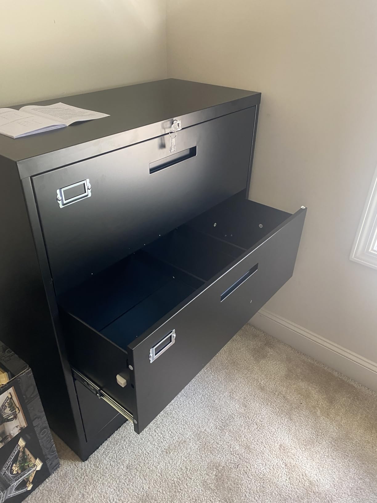 4 Drawer Filing Cabinet with Lock Metal Lateral File Cabinet Office Home Steel Lateral File Cabinet for A4 Legal/Letter Size Wide Metal Cabinet Locked, Assembly Required (4 Drawer, Black) customer photo 2