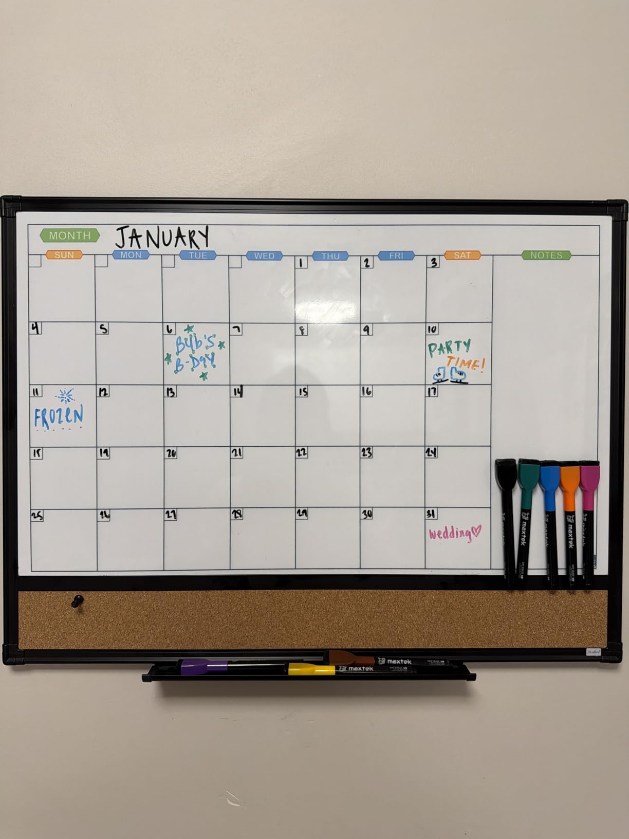Magnetic Dry Erase Calendar Whiteboard, 24
