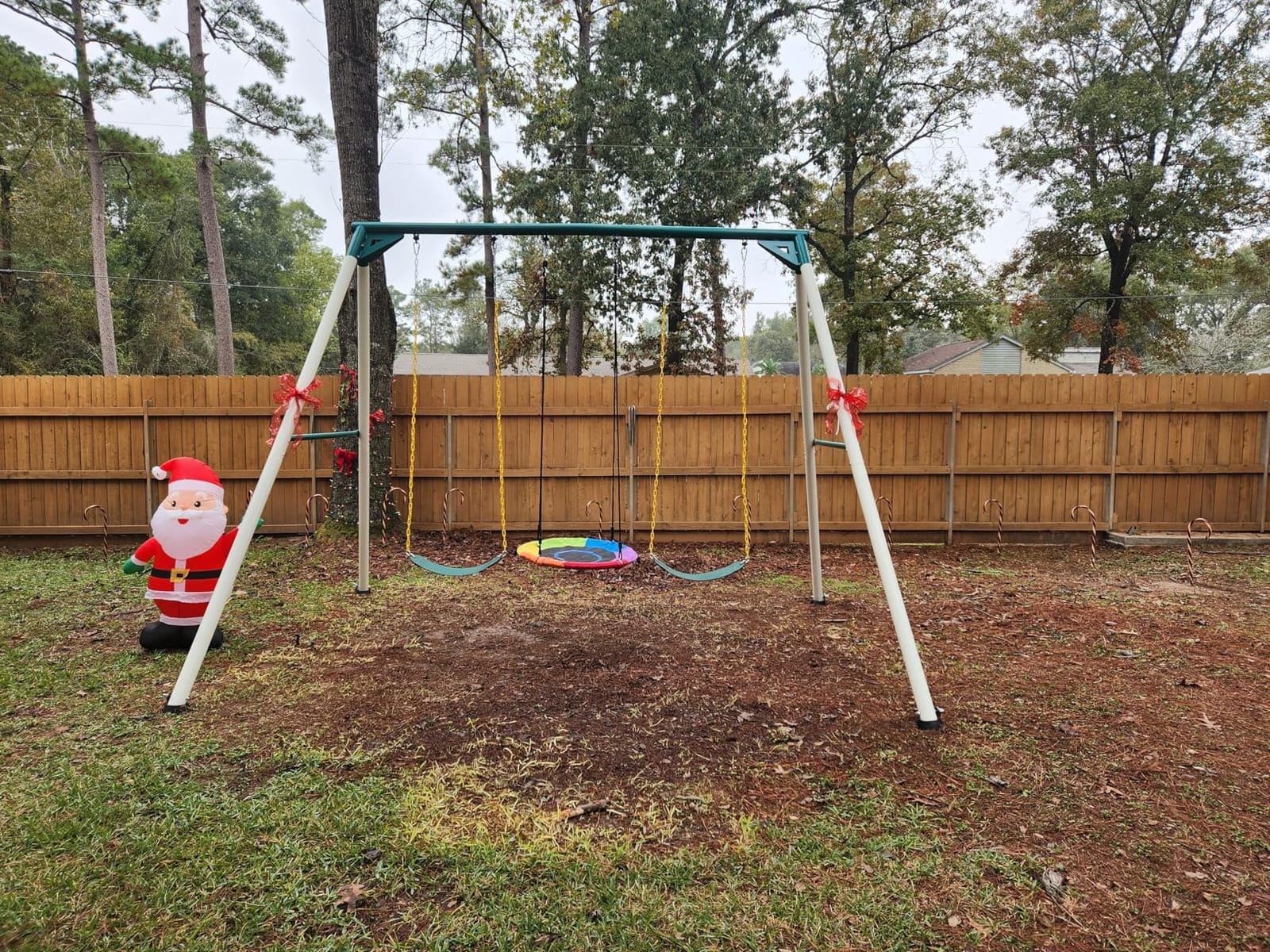 Hapfan 9.5ft Tall Swing Sets for Backyard for Big Kids & Adults (Patented) | 76mm Heavy Duty Metal Stand, 600lbs Capacity, Saucer Swing + 2 Belt Swings, ASTM | CPSC Compliant, Outdoor Swing Set for Family customer photo 2