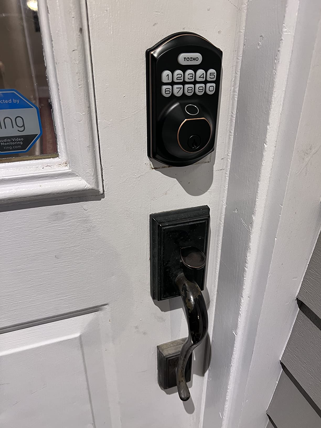 TEEHO TE002 Fingerprint Deadbolt with Keypad for Front Door, Matte Black customer photo 2
