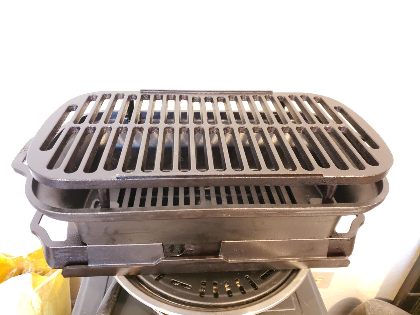 Lodge Sportsman's Pro Cast Iron Grill - Portable Charcoal Grill with Removable Grate & Dual Air Vents - Heavy-Duty Outdoor Cooking - 9 Inches x 16.75 Inches customer photo 1