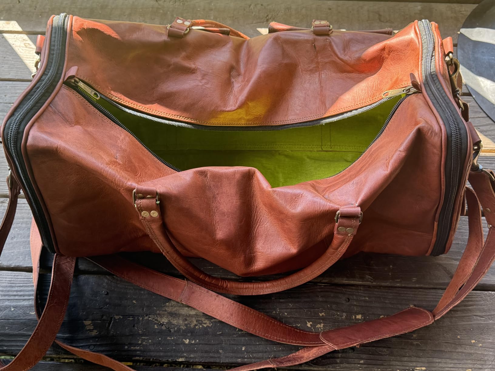 Genuine Leather Duffle Bag 24 Inch Handmade Vintage Travel Case Luggage Bags for Men, Overnight Carry On Duffel Bag Medium Weekender Gym Bag for Men and Women customer photo 2
