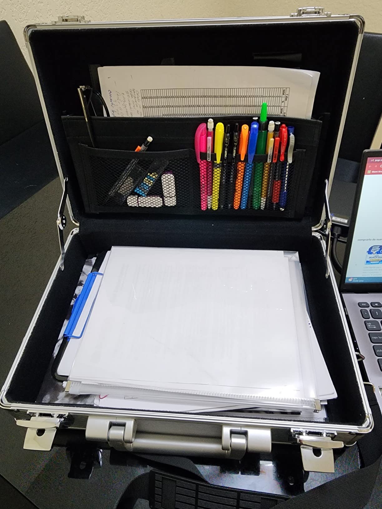 Aluminum Briefcase, 14-inch Laptop Briefcase for Men and Women with Locks 15.5 x 11 x 4.3 inches (Silver) customer photo 2