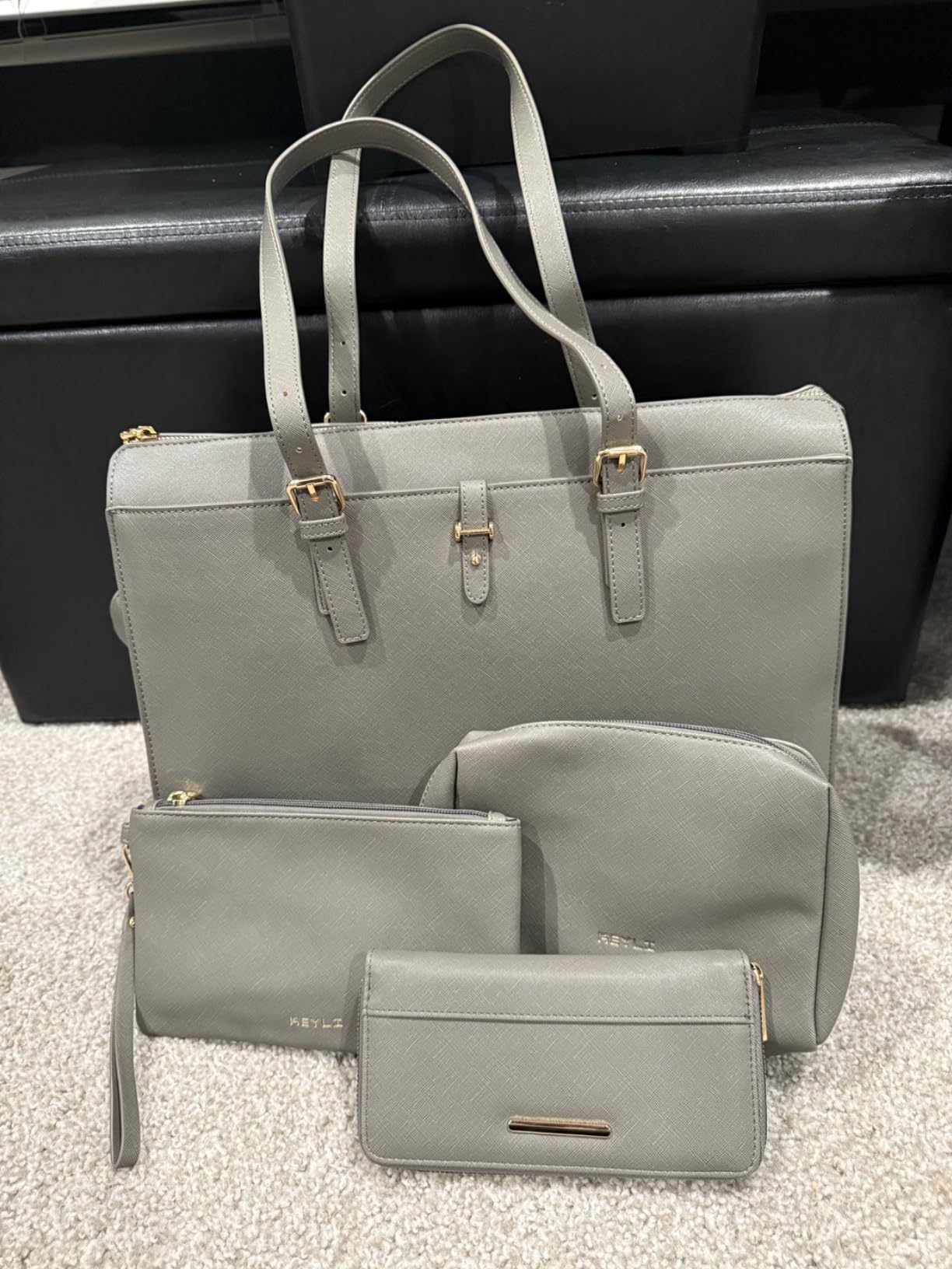 Keyli 4pc Sets Laptop Bag for Women Large Leather Laptop Briefcase with USB Charging Port Computer Shoulder tote Bags Purse customer photo 2