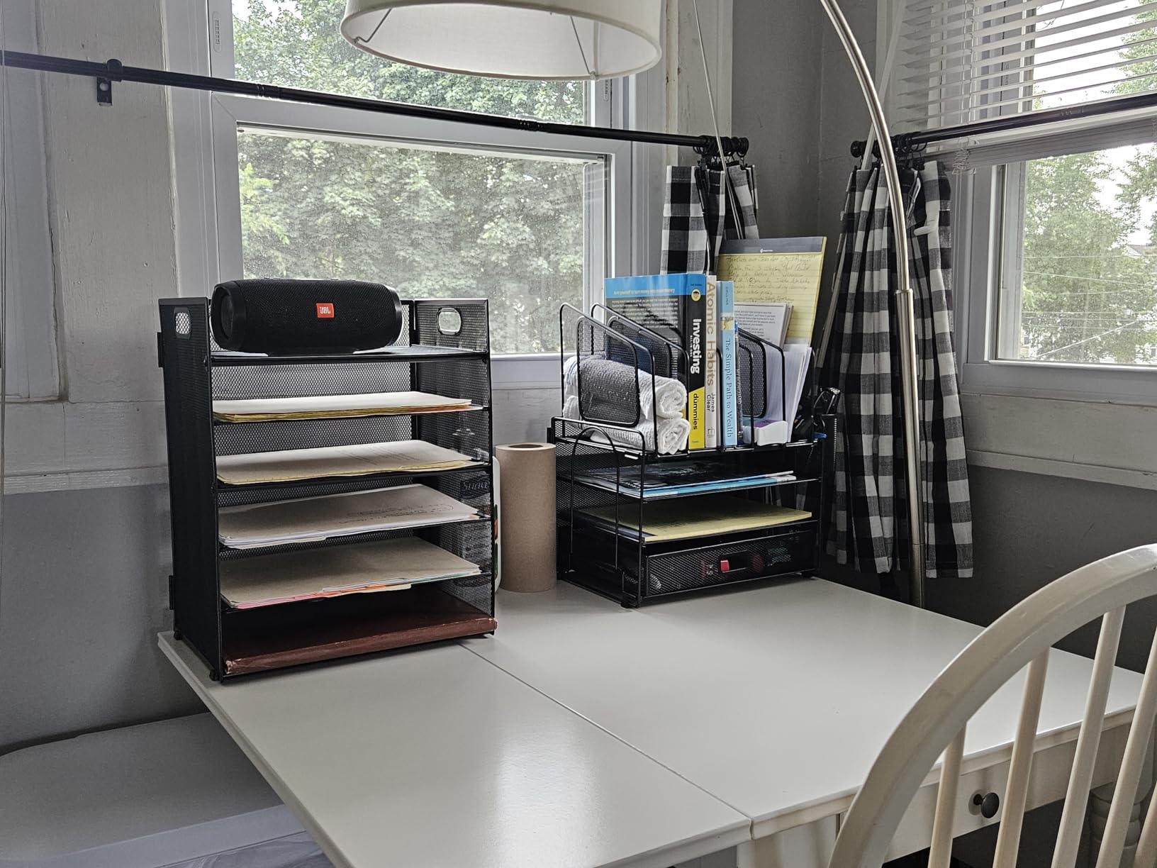 Marbrasse Desk Organizer with Drawer, 4-Tier Mesh File Organizer with 5 Vertical File Holders and 2 Pen Holders, Multifunction Desktop Organizer, Desk Organizers and Accessories for Home Office customer photo 1