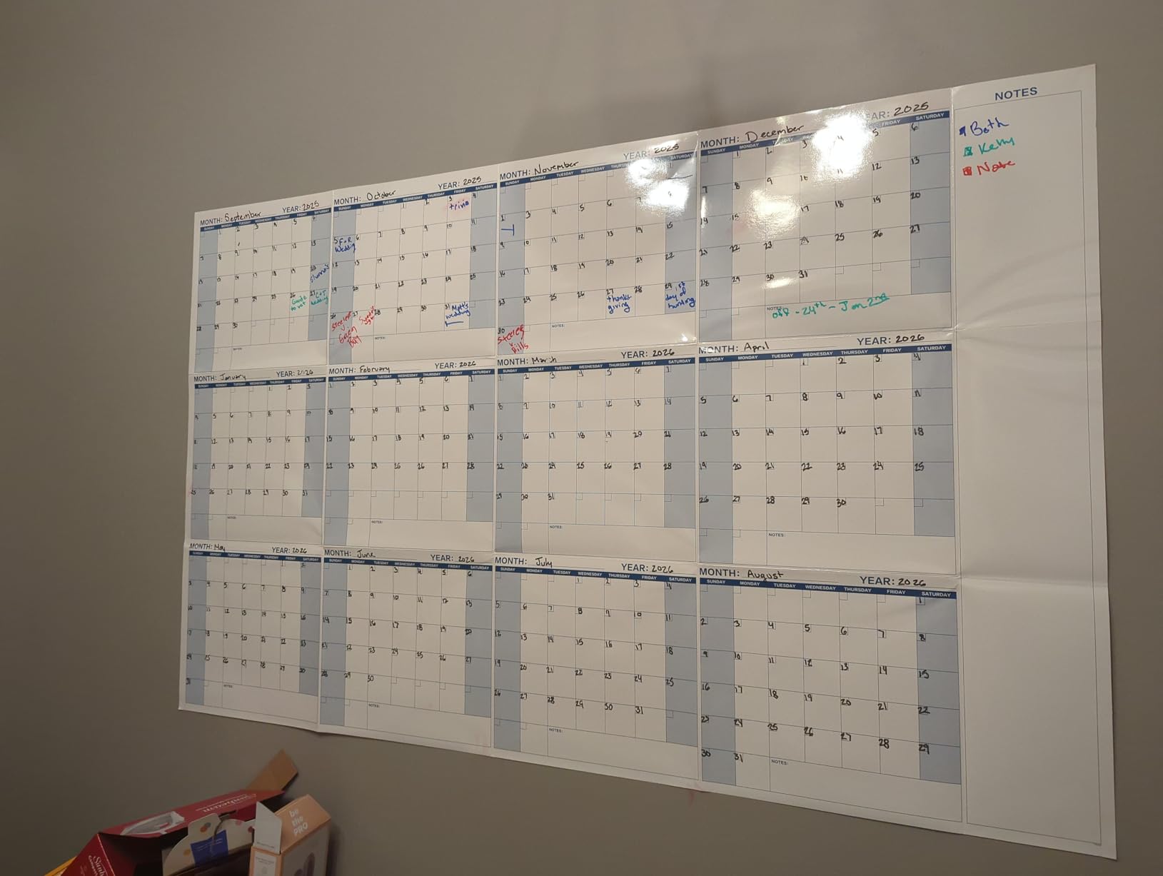 Large Dry Erase Calendar for Wall - Yearly Wall Calendar Dry Erase, 37