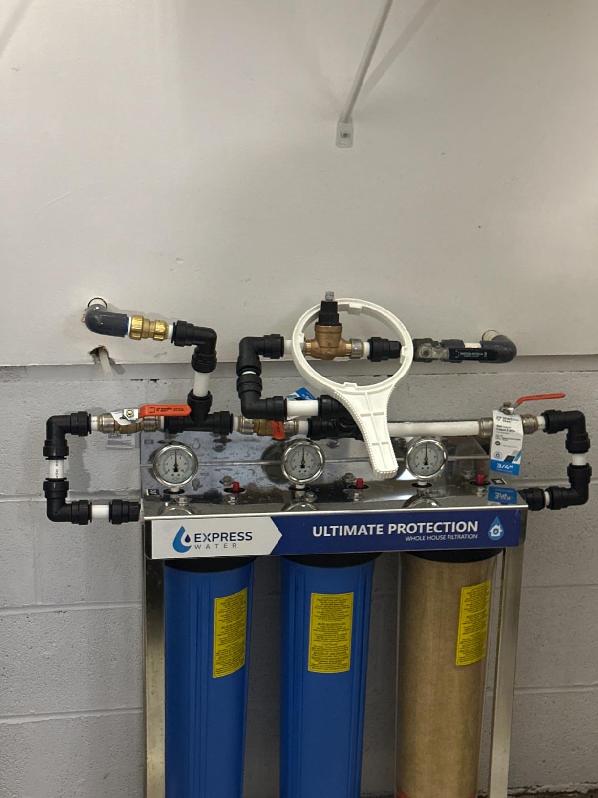 Express Water 3-Stage Whole House Water Filter System, Reduces Heavy Metals, Scale, Chloramine, Chlorine, PFAs, Lead & Arsenic, Free-standing Stainless Steel Frame & 3 Pressure Gauges customer photo 2