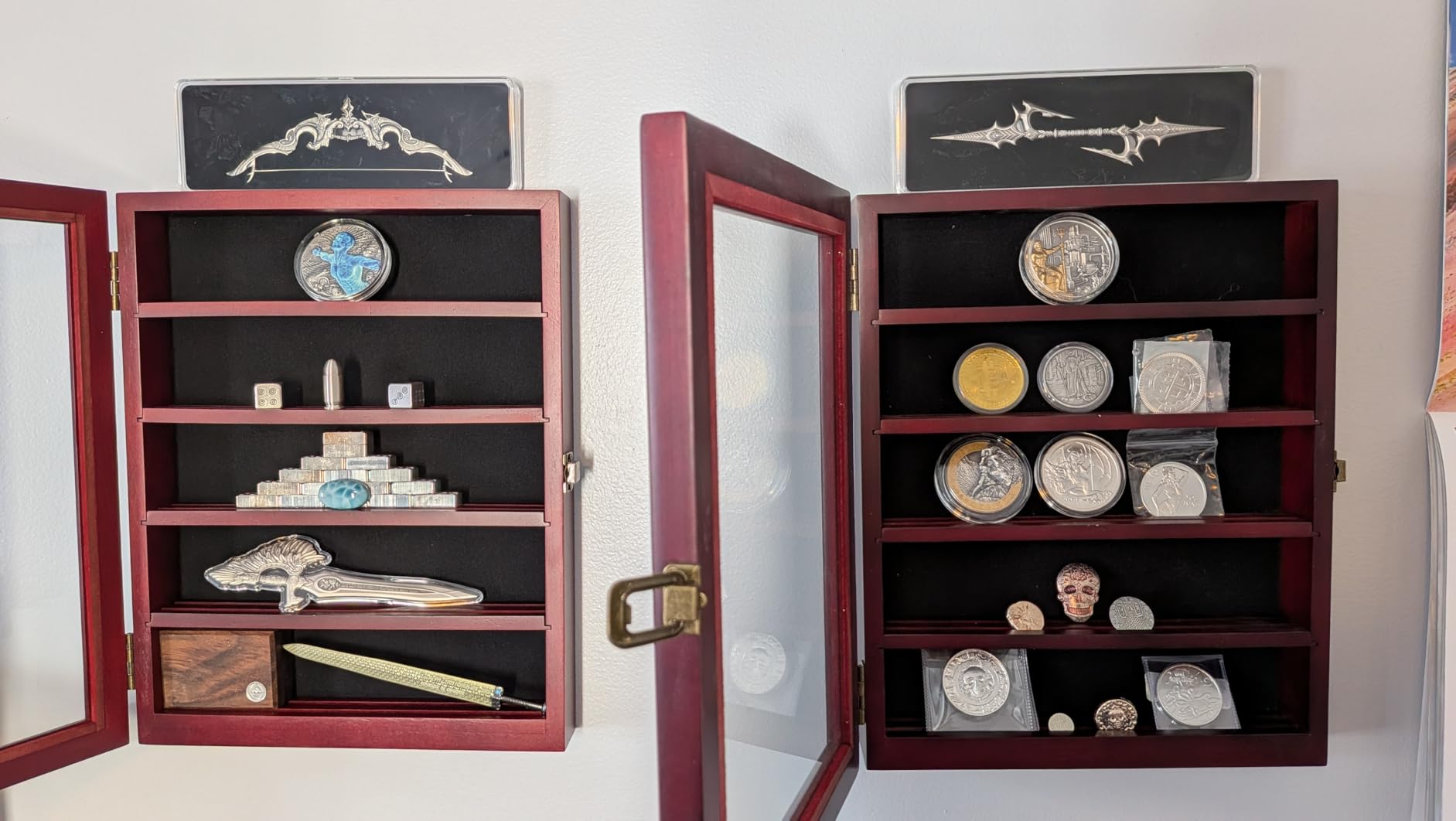 Wooden Challenge Coin Holder Display Case with HD Tempered Glass, 5 Rows Medal Shadow Box customer photo 1