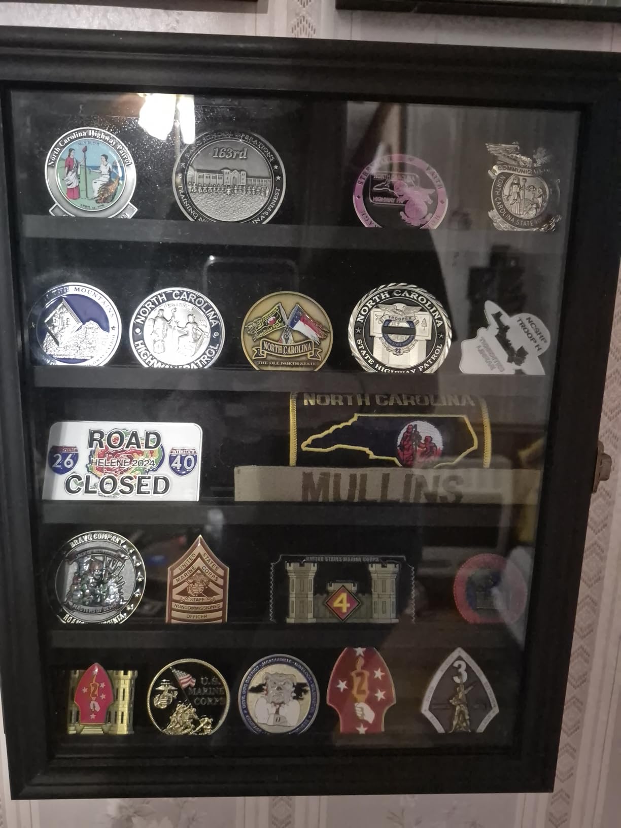 Wooden Challenge Coin Holder Display Case with HD Tempered Glass, 5 Rows Medal Shadow Box customer photo 2