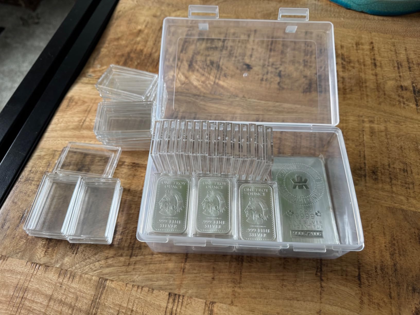 Batiyeer 100 Pcs 1 oz Silver Bar Holder Case, Clear Acrylic Capsules with Storage Box, 1 Ounce Gold Bar Holder for Bullion Storage, Collectors, Investors customer photo 1