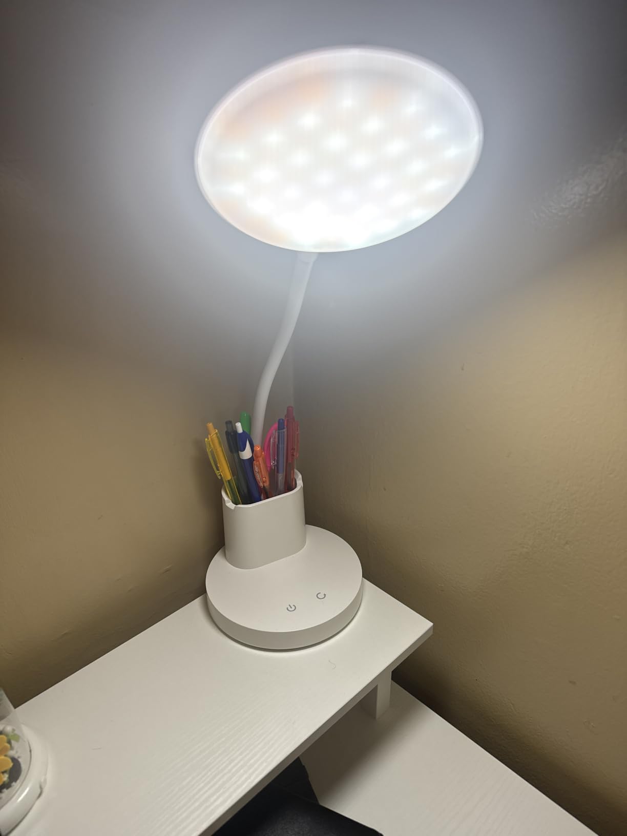 LED Desk Lamp with Wireless Charger for Home Office, Black | 3 Color Modes Dimmable Eye-Caring Study Desk Light for College Dorm Room, 360° Flexible Arm, Built-in Pen Holder, 800 Lumen customer photo 1