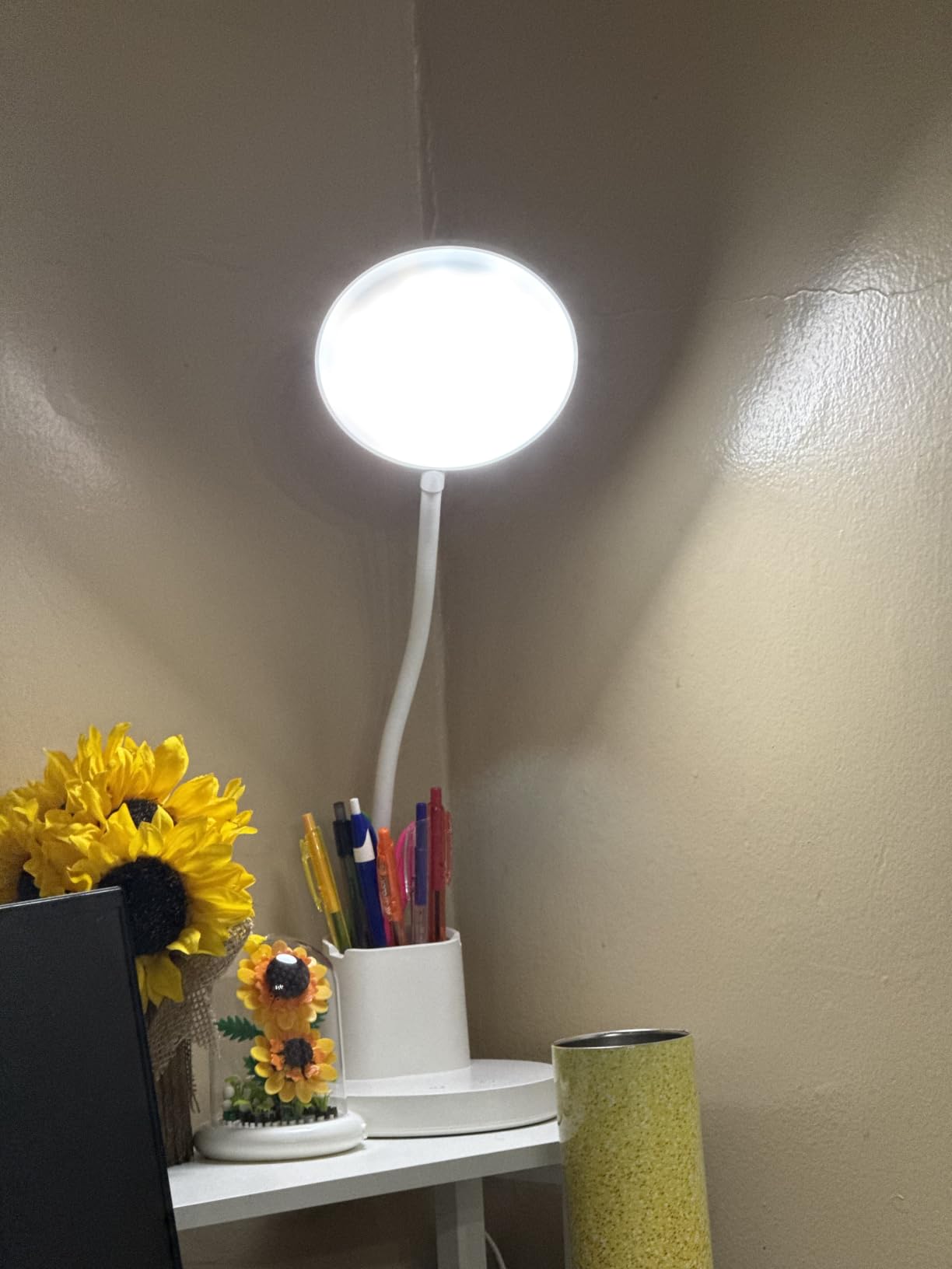 LED Desk Lamp with Wireless Charger for Home Office, Black | 3 Color Modes Dimmable Eye-Caring Study Desk Light for College Dorm Room, 360° Flexible Arm, Built-in Pen Holder, 800 Lumen customer photo 2