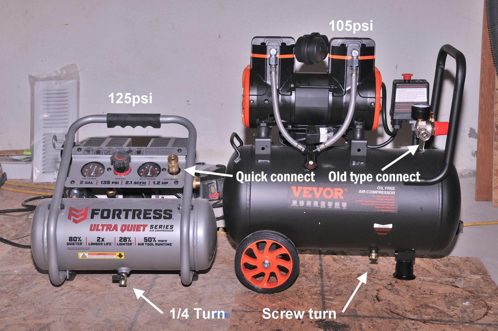 VEVOR 6.3 Gallon 2 HP Air Compressor, Max 116PSI, Oil Free Pancake Compressor Tank customer photo 2