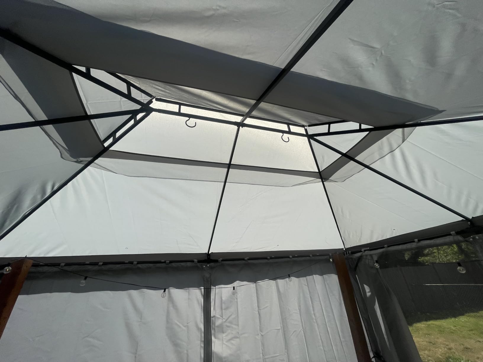 LAUSAINT HOME 10'x13' Outdoor Gazebo, Metal Frame Heavy Duty Patio Canopy Tent Shelter with Double Roofs, Mosquito Nettings and Privacy Screens for Backyard, Garden, Lawn, Gray customer photo 2