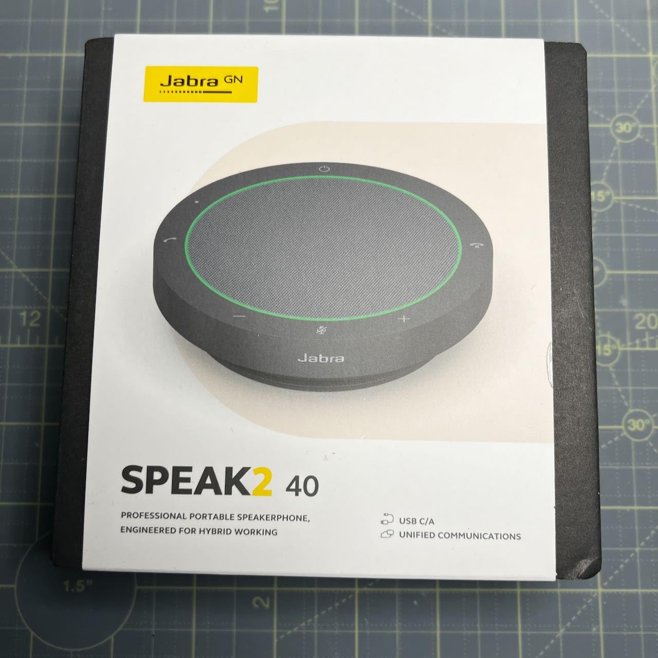 Jabra Speak2 40 Portable Speakerphone - 4 Noise-Cancelling Mics, Full-Range 50mm Portable Speaker, Wideband Audio and USB-A and USB-C Connections - Certified for Zoom and Google Meet - Dark Grey customer photo 1