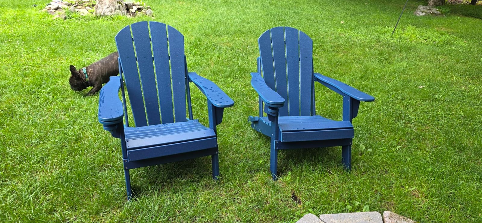 GREENVINES Folding-Adirondack-Chairs Set of 2, HDPE All Weather, Blue customer photo 1