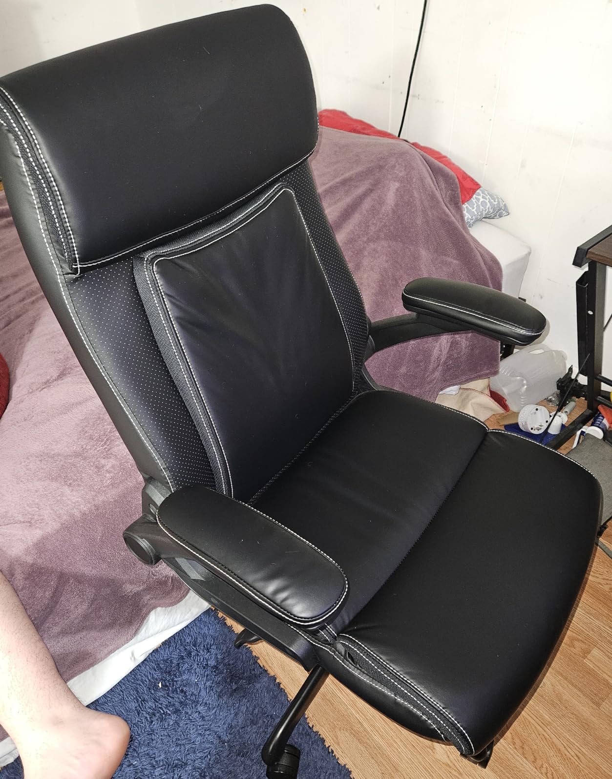 ralex-chair Big and Tall Leather Office Chair, 500lbs for Heavy People | High Back Computer Desk Chair with Flip-up Armrests, Swivel Chair with Adjustable Height (Black) customer photo 2