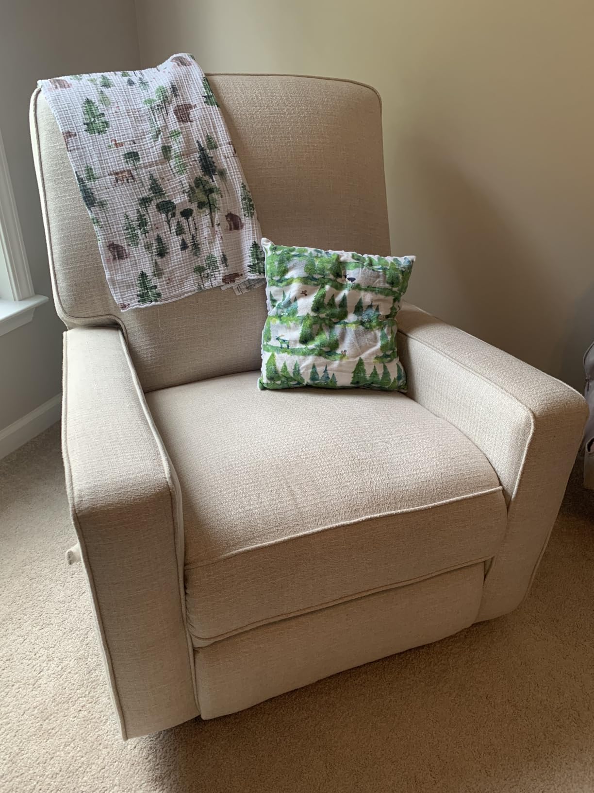 Harkawon Swivel Rocker Recliner Chair, Glider Rocker Recliner, Beige | Fabric Chair with High Back, Deep Seat customer photo 2