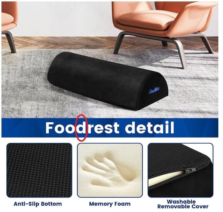 Foot Rest for Under Desk at Work, Foot Stool for Office, Footrest, Black | Soft Foam, Washable & Removable Cover, for office, home and car, Anti-slip Bottom, Ergonomic Design customer photo 1