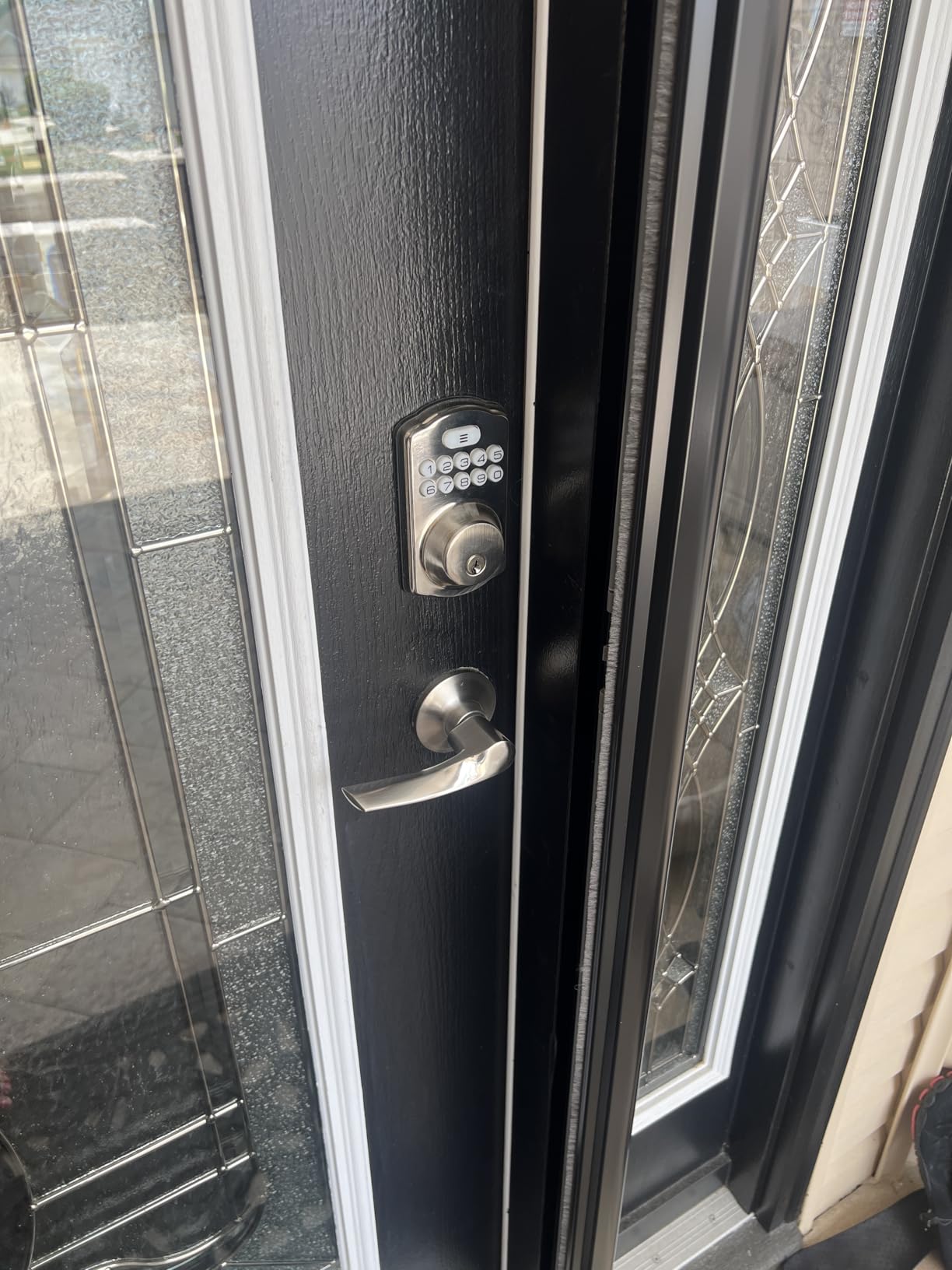 Veise KS01B Keypad Door Lock with 2 Lever Handles Set, Oil Rubbed Bronze | Keyless Entry, 20 Codes, Auto Lock, Anti-Peeping Code, Electronic Deadbolt for Front Door, IP54 Waterproof, Easy Install customer photo 1
