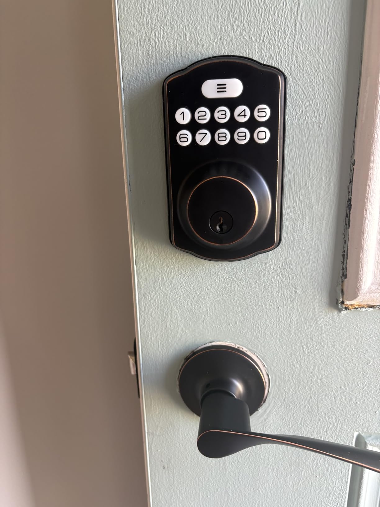 Veise KS01B Keypad Door Lock with 2 Lever Handles Set, Oil Rubbed Bronze | Keyless Entry, 20 Codes, Auto Lock, Anti-Peeping Code, Electronic Deadbolt for Front Door, IP54 Waterproof, Easy Install customer photo 2