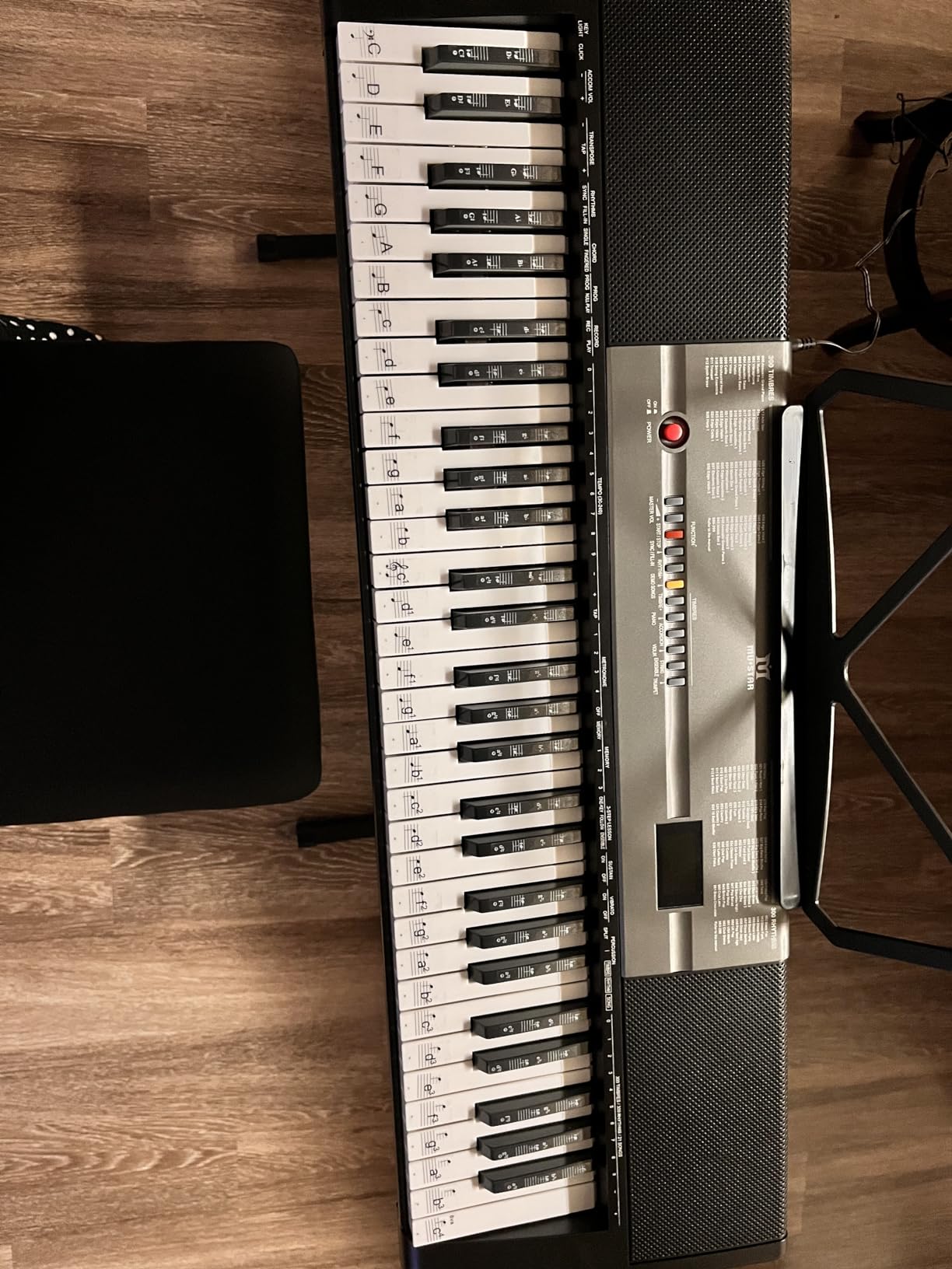 MUSTAR 61 Key Piano Keyboard, Electric Piano Keyboard with Lighted Up Keys | Learning Keyboards Piano for Beginners With Piano Stand, LCD Screen, Headphones, Microphone (Black with Stool) customer photo 1