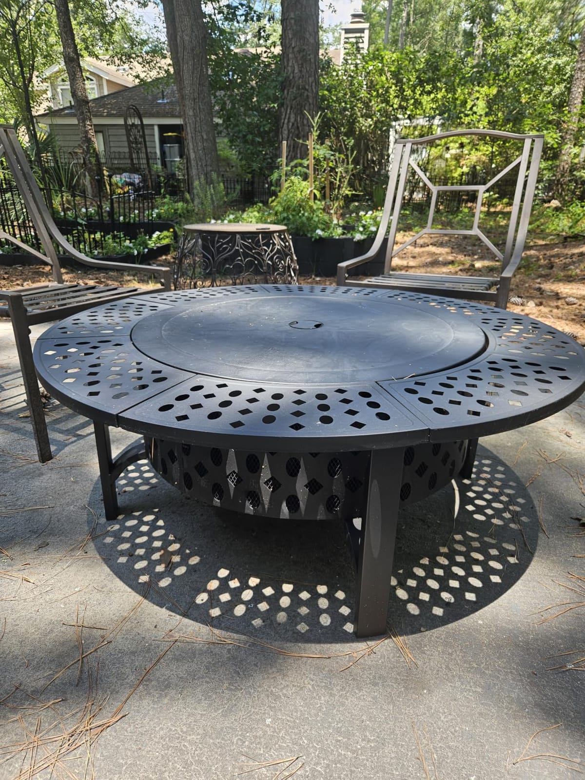OutVue 36 Inch Fire Pit with 2 Grills, Wood Burning Fire Pits for Outside | Fire Pit with Lid, Poker & Round Waterproof Cover, BBQ & Outdoor Firepit & Round Metal Table 3 in 1 for Patio, Picnic, Party customer photo 2