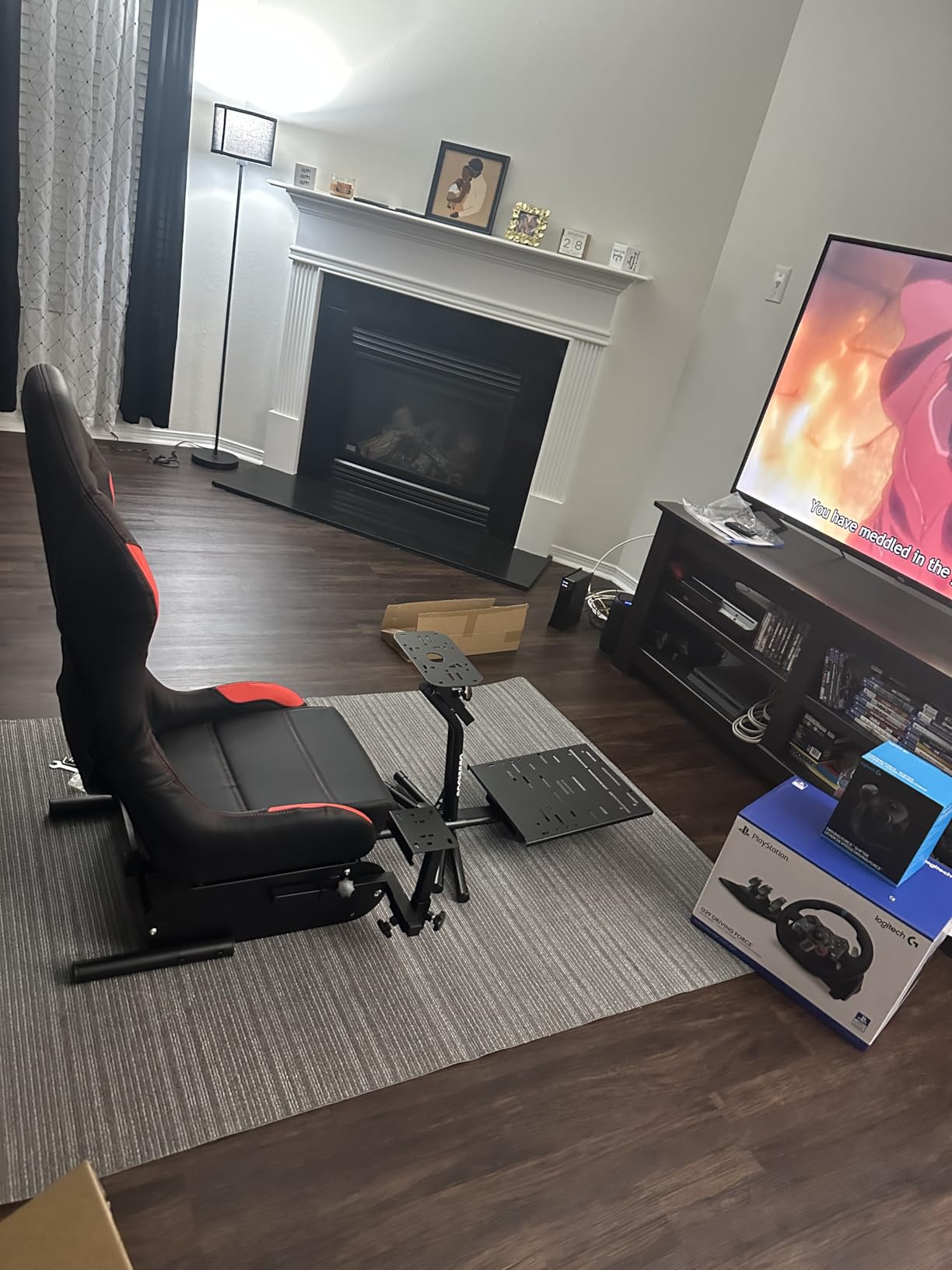 DIWANGUS Racing Simulator Cockpit, Foldable Steel Sim Rig with Seat | Adjustable Wheel Deck Height & Angle, Pedal Angle & Position, Foldable Frame, Fits Logitech, MOZA, Thrustmaster customer photo 1