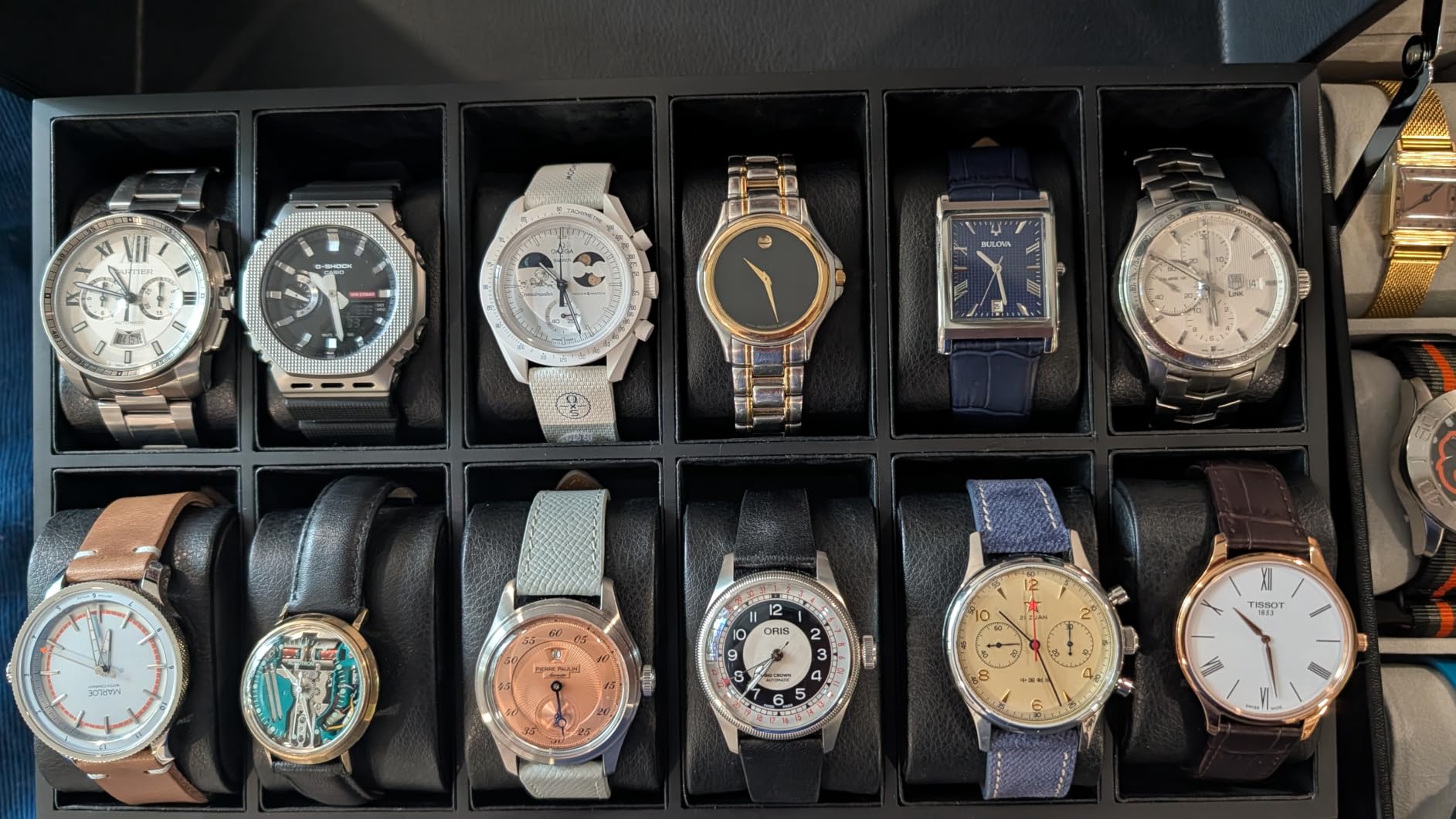 KAMIER High End Watch Box for Men, 12 Slot Wooden Watch Case With Drawer | Watch Display Box with Lid, 2-Layer Watch Holder for Jewelry and Watch Storage customer photo 1