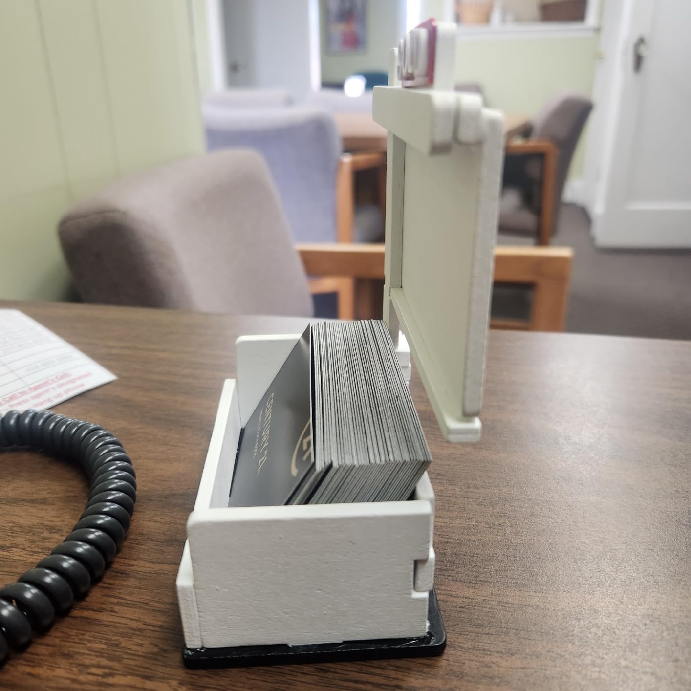 Business Card Display Rack, Real Estate Business Card Holder, Wooden Real Estate Agent Supplies Card Holder, Can Accommodate 3.5 x 2 inch Business Cards customer photo 1