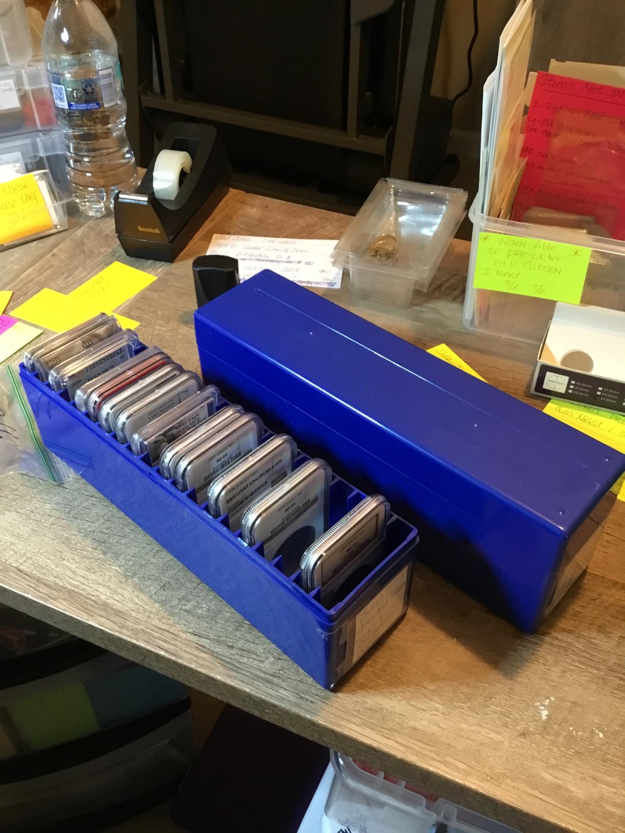 Plastic Coin Box, 3-Pack 20 Slots for 60 Slabs, Compatible PCGS NGC, Blue | Coin holder organizer, numismatic supplies, collect, display, store, graded coins, slabs, boxes only customer photo 1