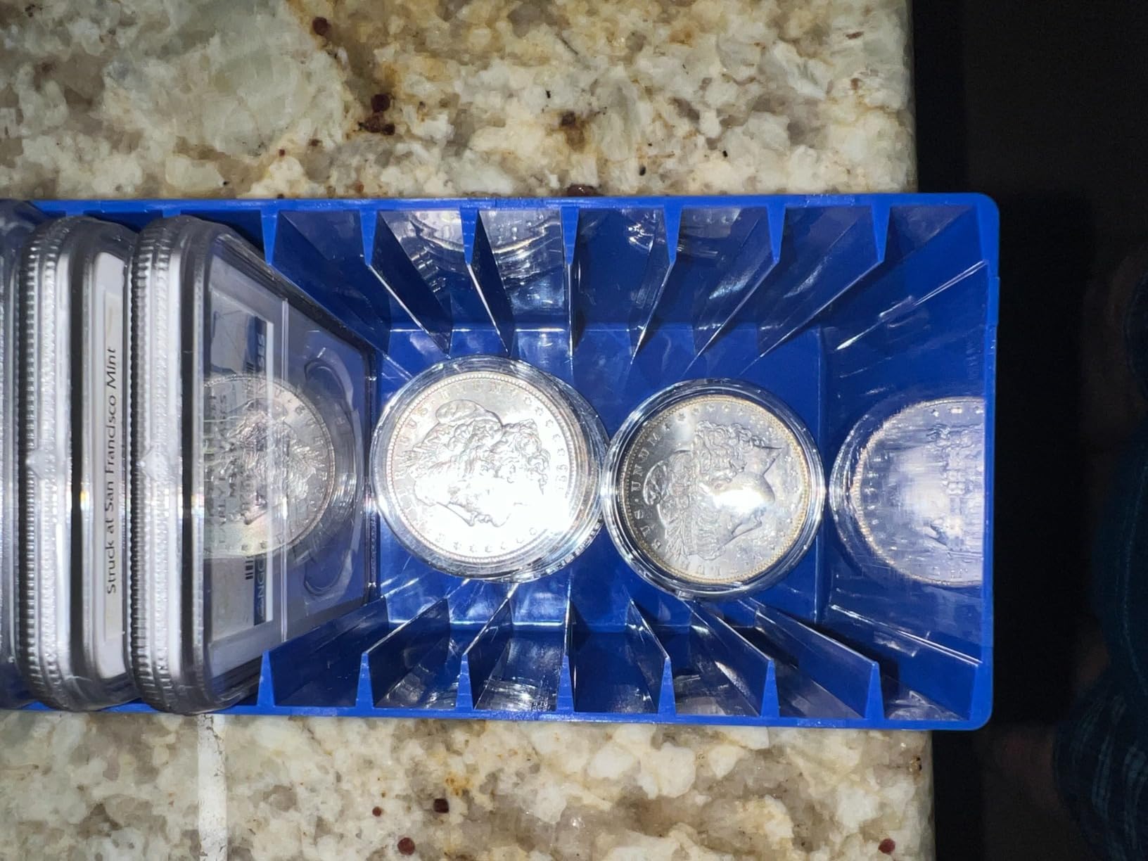 Plastic Coin Box, 3-Pack 20 Slots for 60 Slabs, Compatible PCGS NGC, Blue | Coin holder organizer, numismatic supplies, collect, display, store, graded coins, slabs, boxes only customer photo 2