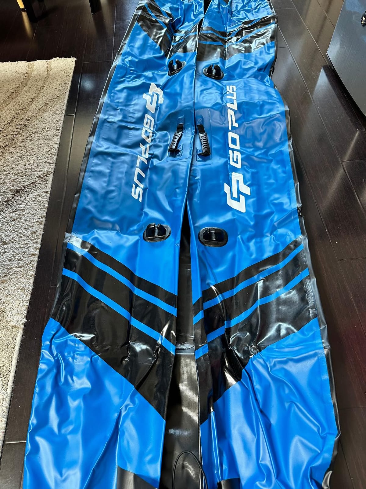 GYMAX Inflatable Kayak, 12.5Ft 507lbs Tandem Kayak with 2 Aluminum Paddles, 2 Padded Seats, Footrests, 2 Fins, Hand Pump, Carry Bag & Repair Kit customer photo 2