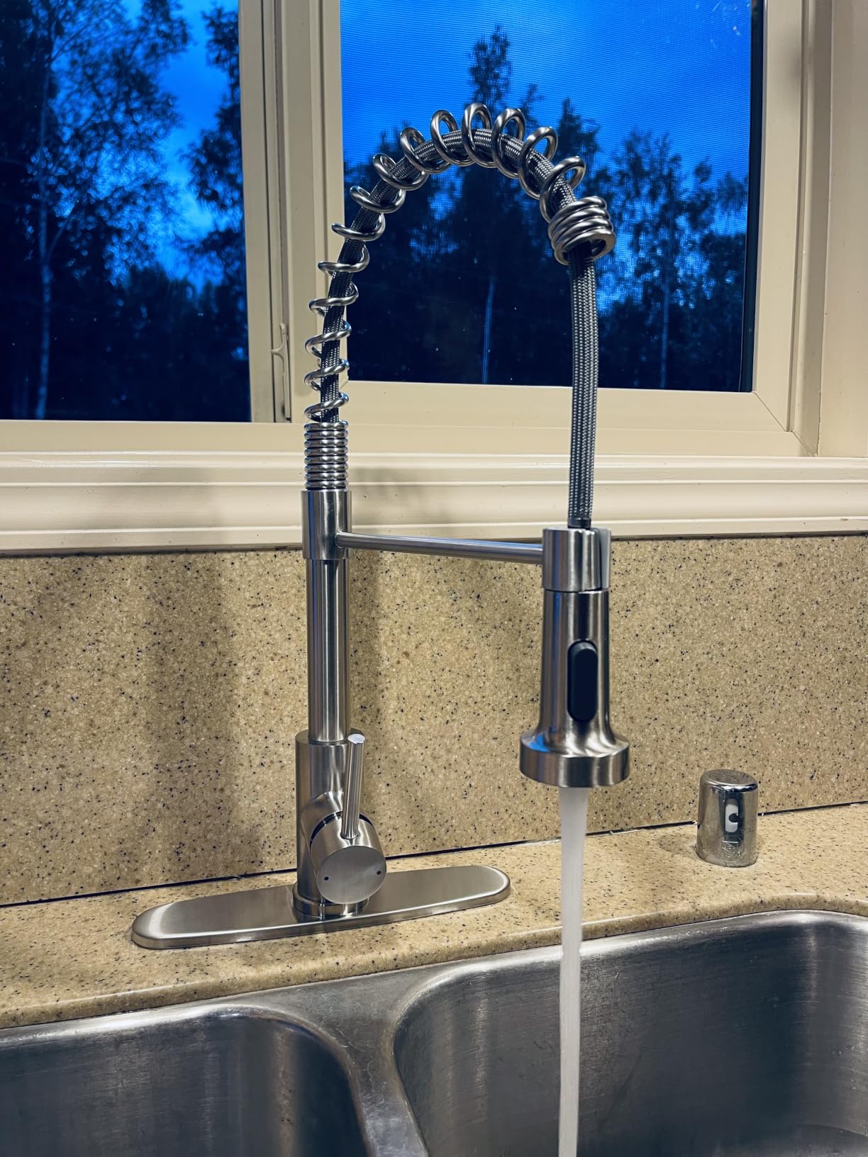 OWOFAN Touchless Pull Down Kitchen Faucet LED Light Brushed Nickel | Temperature LED Light, Single Handle Kitchen Sink Faucet, Motion Sensor, Smart Hands-Free, Lead-Free Stainless Steel customer photo 1