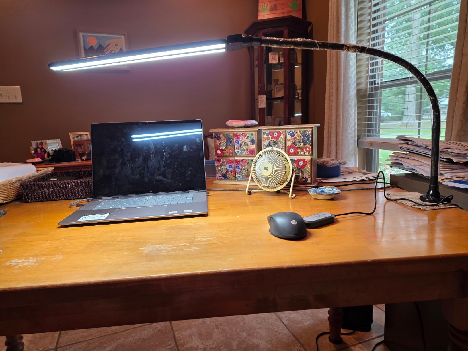 ShineTech LED Desk Lamp for Home Office, Ultra Bright Clamp Light with Flexible Gooseneck, 25 Lighting Modes, Eye-Caring Architect Lamp for Dual Monitors, Reading & Gaming Setup customer photo 1