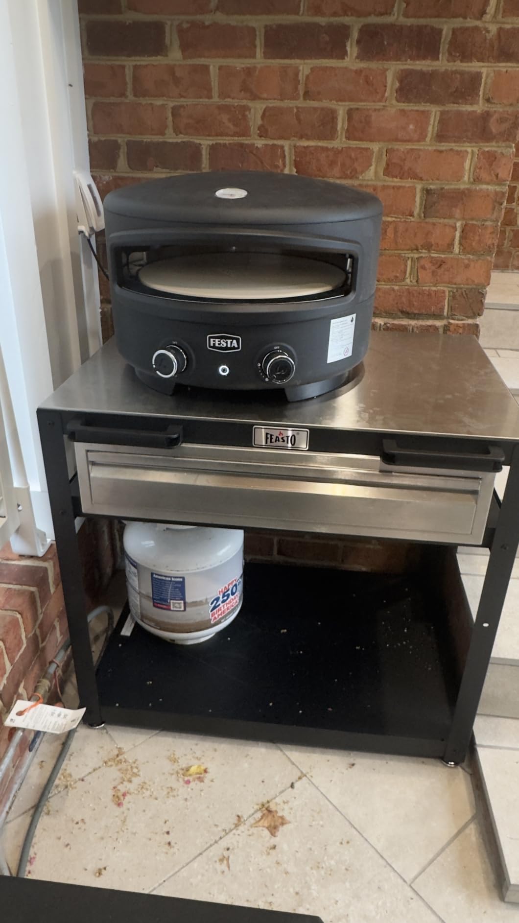 Feasto 36''x 24'' Heavy-Duty Outdoor Pizza Oven Table, 304 Stainless Steel Grill Table with Lockable Wheels for Pizza Ovens & Griddles, 3-Shelf Prep Table for Deck, Patio BBQ & Parties customer photo 1