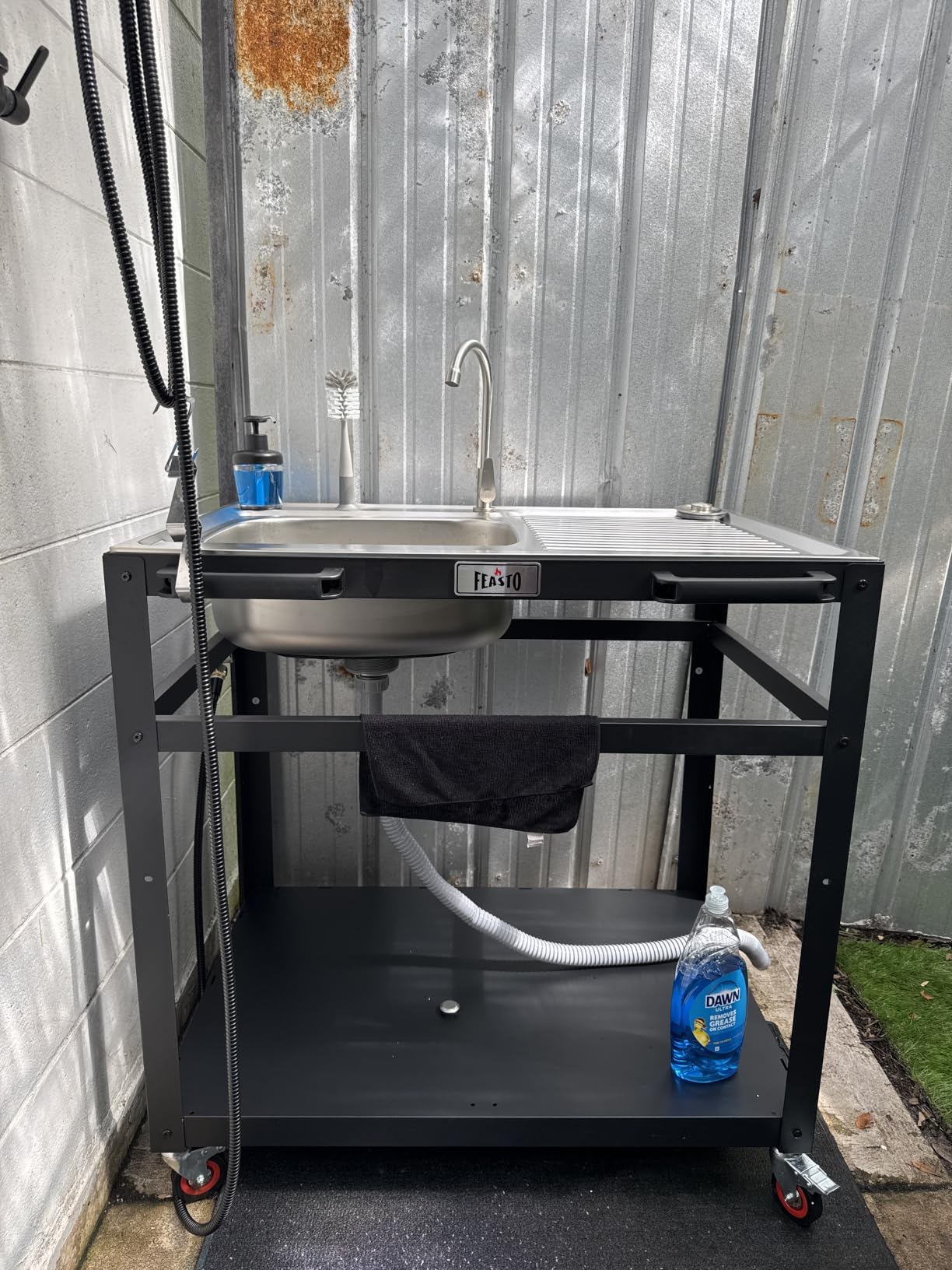 Feasto 36''x 24'' Heavy-Duty Outdoor Pizza Oven Table, 304 Stainless Steel Grill Table with Lockable Wheels for Pizza Ovens & Griddles, 3-Shelf Prep Table for Deck, Patio BBQ & Parties customer photo 2