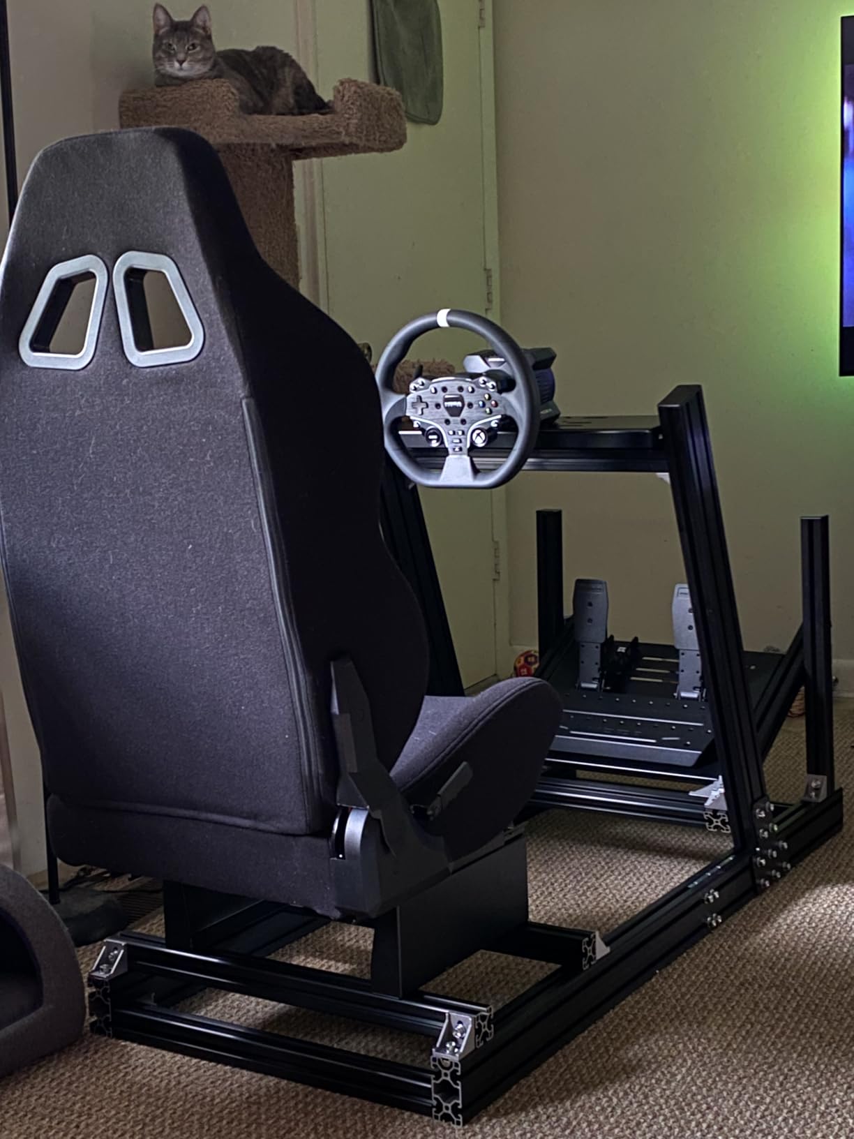 Marada 8040 Aluminum Profile Pro Racing Simulator Cockpit with Black Seat | Unlimited Adjustment, Fit for Thrustmaster/Fanatec/Logitech G29 GPro, Not Include Steering Wheel Pedals Handbrake customer photo 1