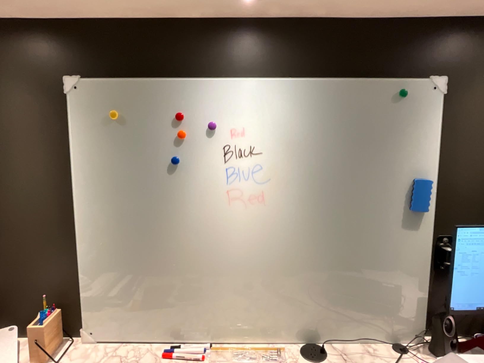 MaxGear Glass Whiteboard Tempered Magnetic Dry Erase Board 48x36 Inch | Frameless Design customer photo 2