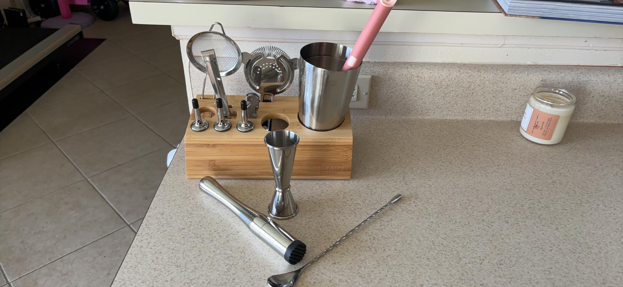 BARE BARREL Mixology Bartender Kit Bar Set | 14-Piece Cocktail Shaker Set | Martini Barware Mixing Tools for Home Bartending | Incl. 35 Recipe Cards | Gift Set (28oz Boston Shaker, Copper/Black) customer photo 2