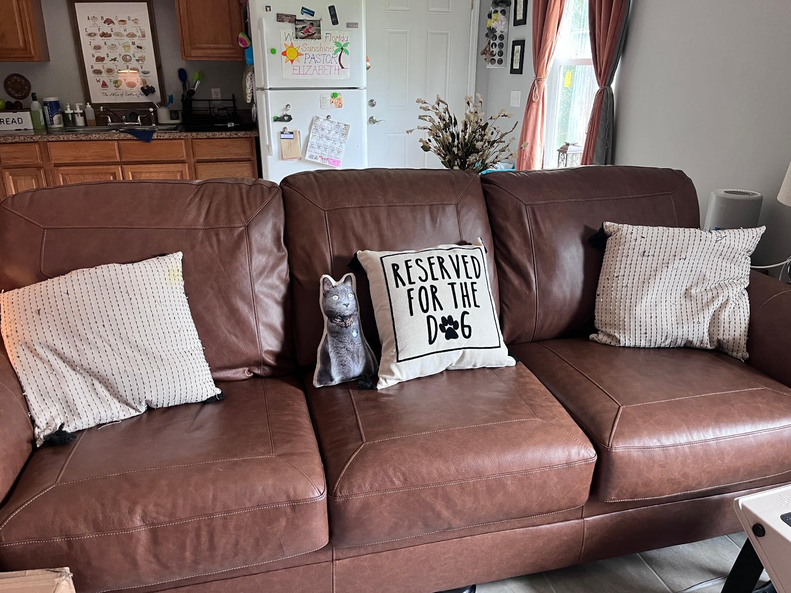 Signature Design by Ashley Carianna Leather Sofa for Living Room, Caramel | Top-grain leather touchpoints, Sag-resistant platform foundation, Classic rolled arms with nailhead trim customer photo 1