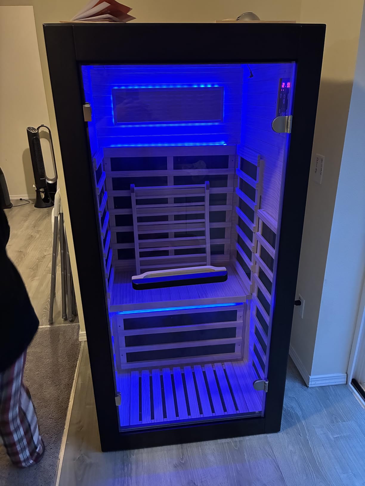 OUTEXER Outdoor Sauna Wooden Far Infrared Saunas Spa 1550W Low-EMF Dry Sauna Room for One Person Finland Spruce Wood customer photo 2