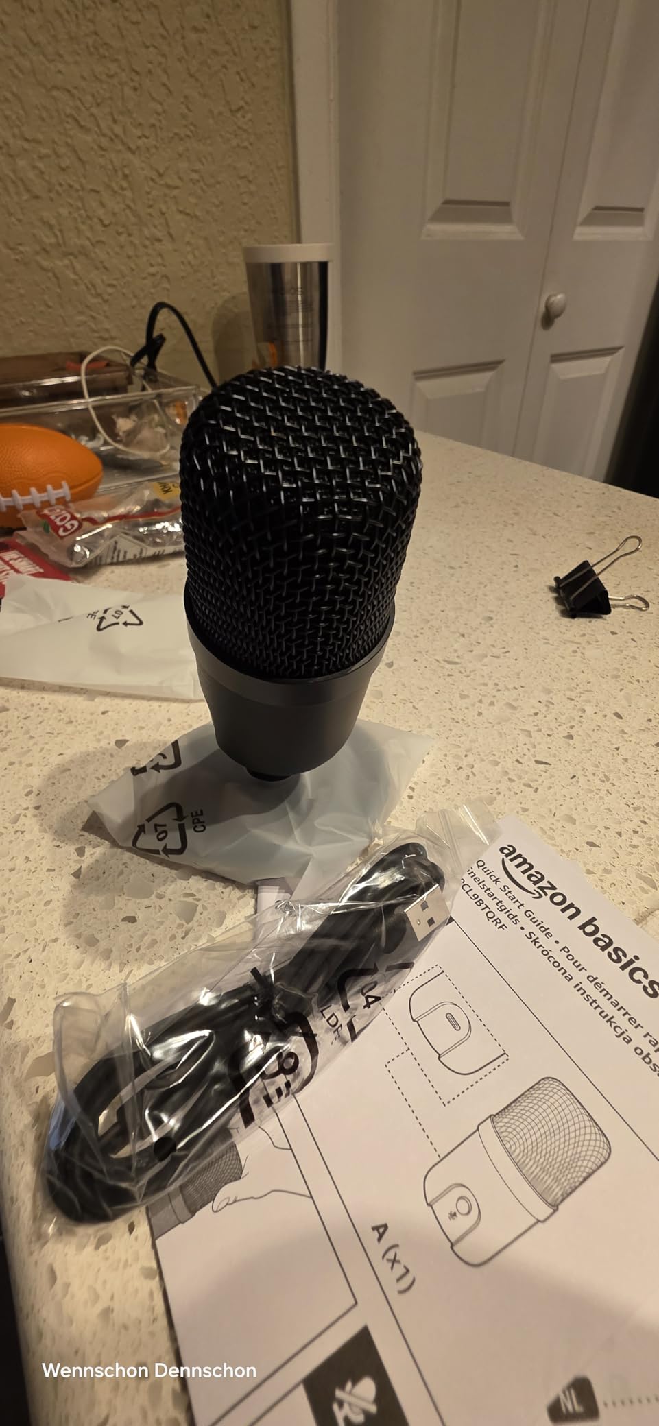 Amazon Basics Condenser Microphone for PC, Cardioid Pickup, USB Mic for Streaming, Recording, and Podcasting, 360° Adjustable Stand, Plug and Play, 5.8
