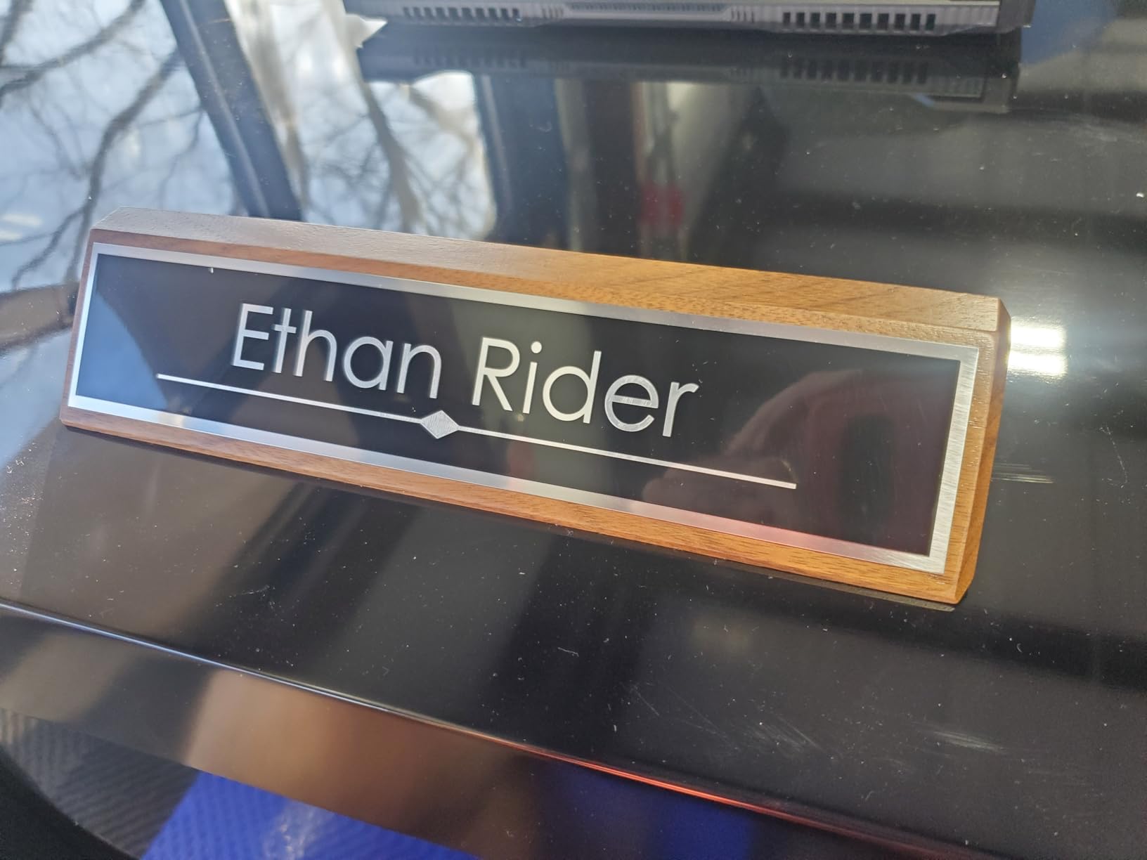 Custom Desk Name Plate with Wedge Stand, Personalized Sign (2x10