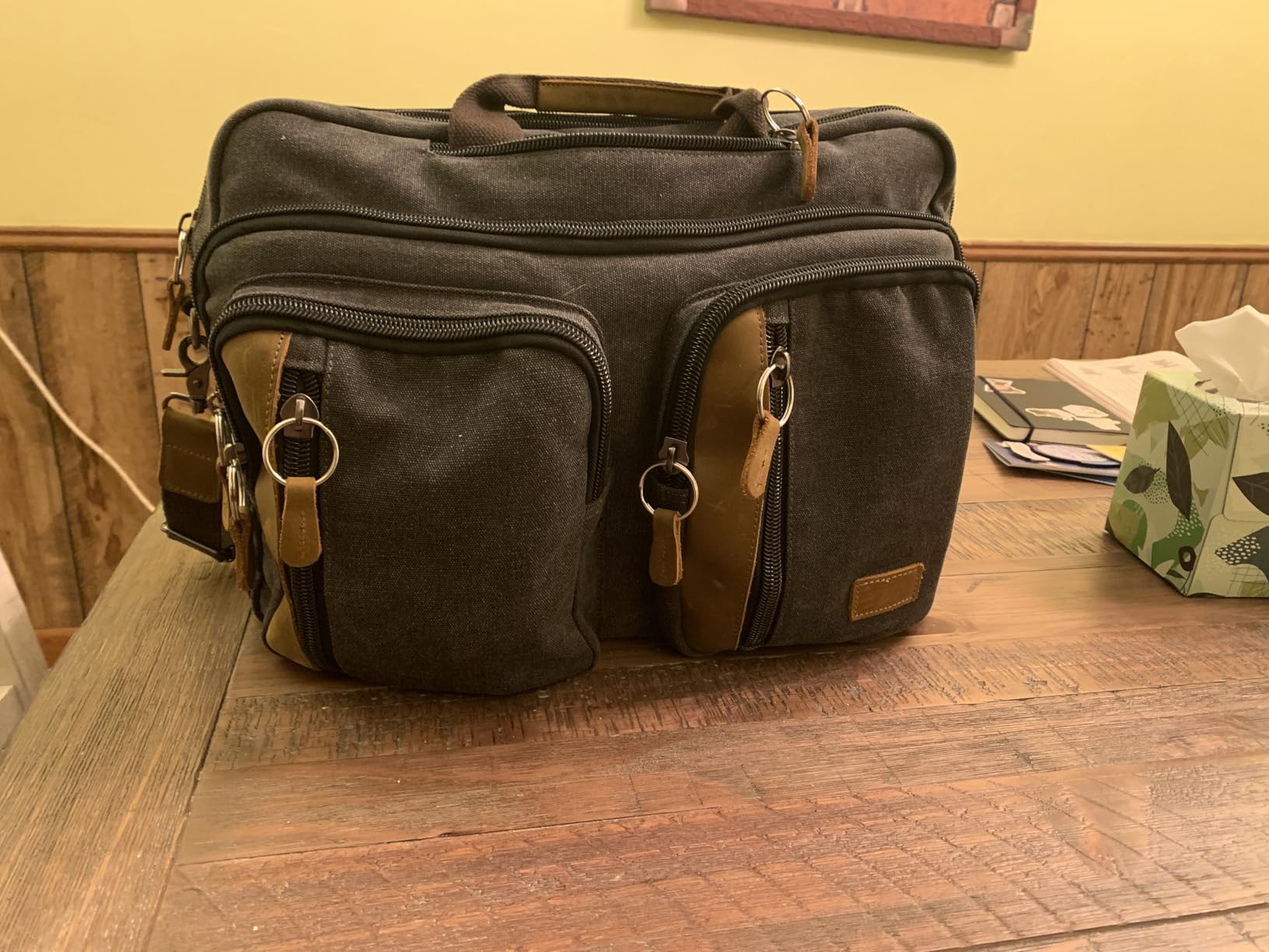 Faux Leather Messenger Bag for Men, 17-17.3 Inch Leather Laptop Bag Briefcase, Convertible Backpack 3 in 1 Computer Handbags Work Bag Shoulder Crossbody Bag Office customer photo 2