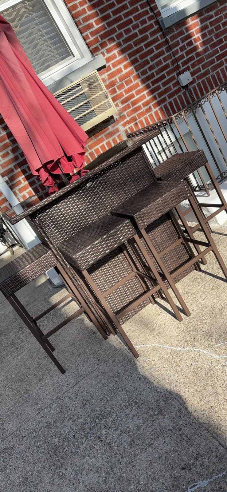 Outsunny 5 Piece Wicker Outdoor Bar Set with Glass Table Top Dark Gray - High Top Outdoor Table and Chairs, Height Patio Set, 2 Tier Storage Shelf, 4 Bar Stools customer photo 1